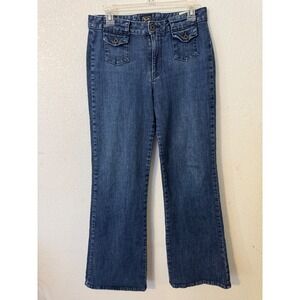 Lucky Brand Womens Flare Leg Jeans Denim Pants Women's Pockets Dark Wash Bootcut
